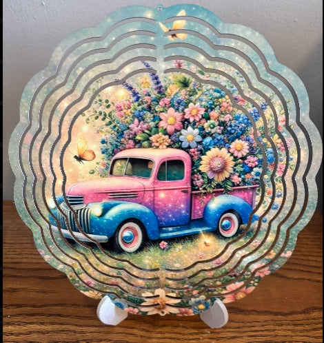 Vintage Flower Truck 8" Wind Spinner