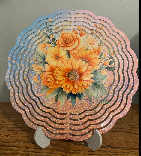 Golden Bloom Floral 8" Wind Spinner