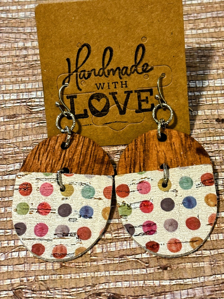 Spotted Polka Dots; Faux Leather Earrings