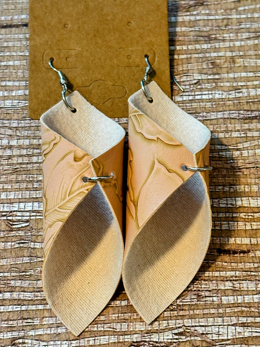 Twisted Faux Leather Embossed Blooms Earrings