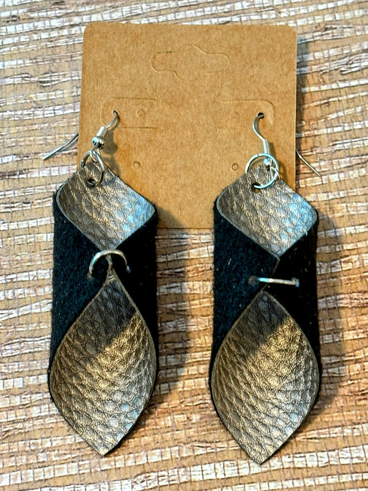 Twisted Faux Leather Embossed Blooms Earrings