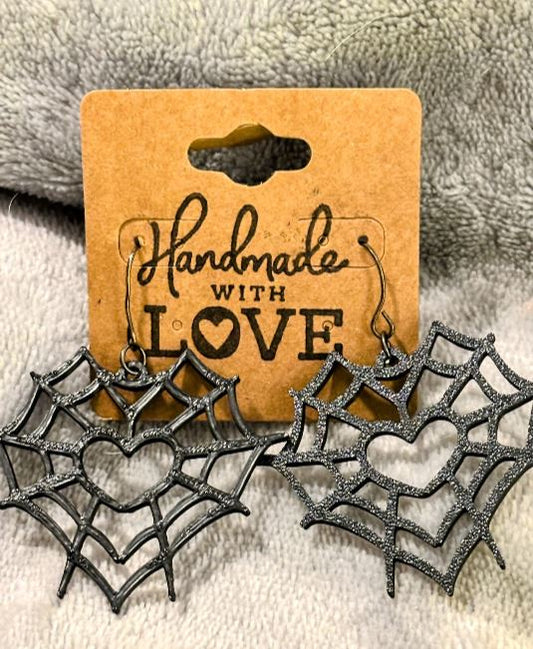 Web of Hearts; 3D Print Earrings