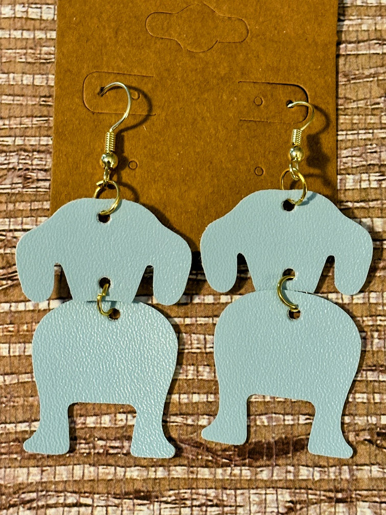 Wiggle Butt Puppy; Faux Leather Earrings