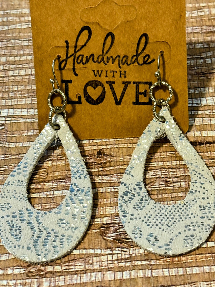 Ocean Mist Lace Faux Leather Earrings Dangles