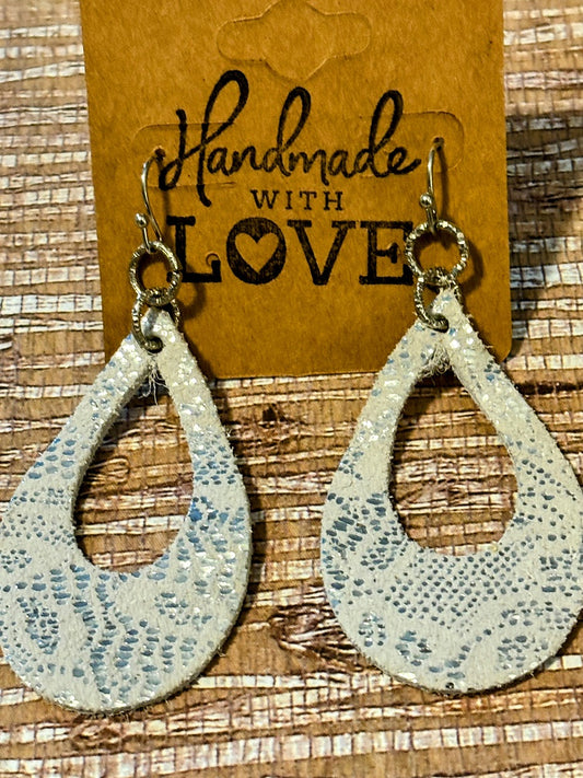 Ocean Mist Lace Faux Leather Earrings Dangles