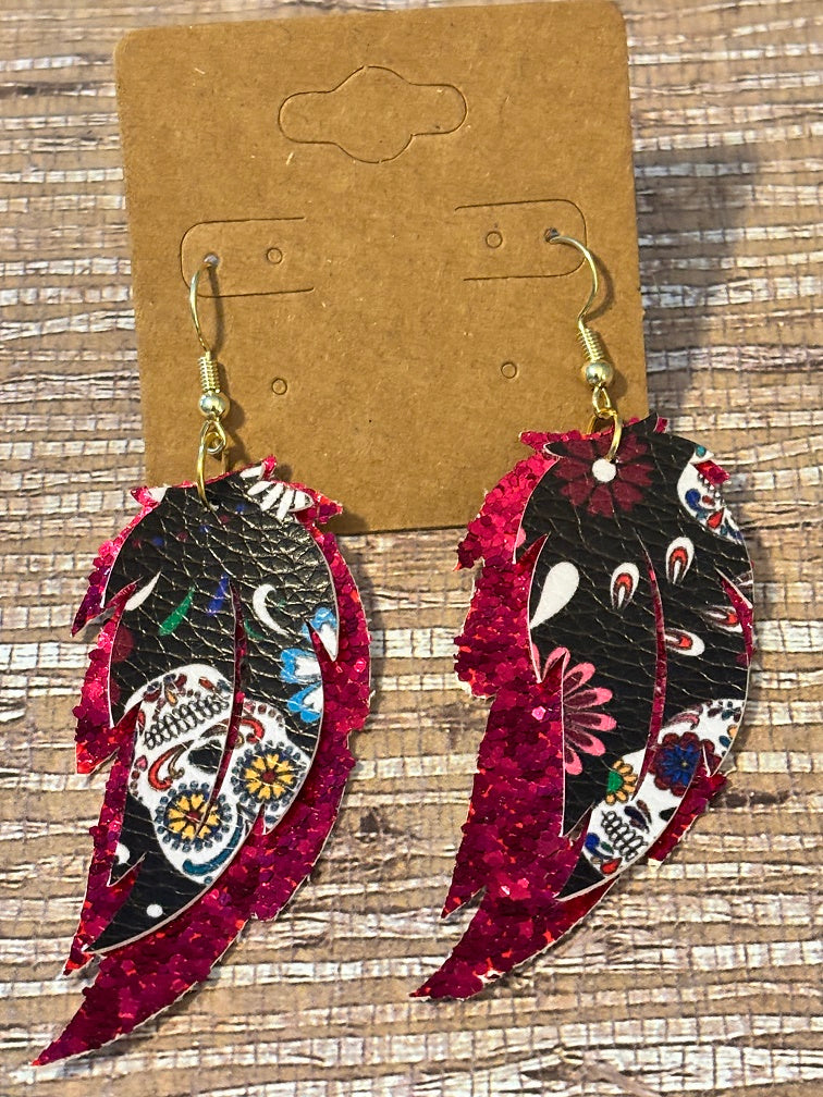 Sugar Skull Leaves; Faux Leather